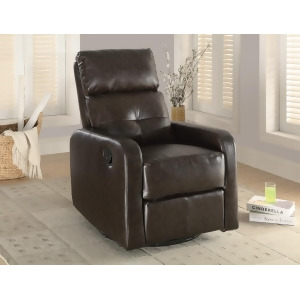 Monarch Specialties 8085Br Bonded Leather Swivel Glider Recliner in Dark Brown - All