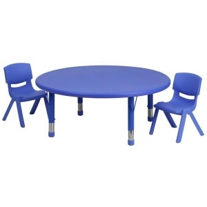 Flash Furniture 45 Inch Round Adjustable Blue Plastic Activity Table Set w/ 2 Sc - All