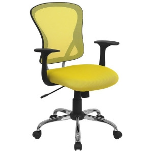 Flash Furniture Mid-Back Yellow Mesh Office Chair w/ Chrome Finished Base H-83 - All