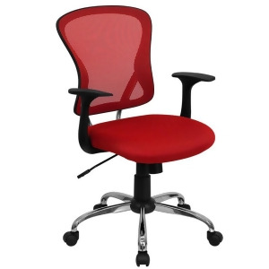 Flash Furniture Mid-Back Red Mesh Office Chair w/ Chrome Finished Base H-8369f - All