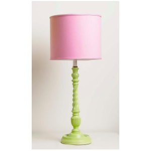 Yessica's Collection Green Color Block Short Twist Lamp With Pink Drum Shade - All