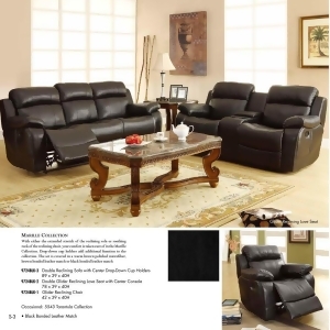 Homelegance Marille 3 Piece Reclining Living Room Set in Black Leather - All