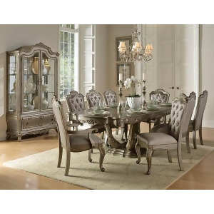 Homelegance Florentina Dining Table In Taupe Color Faux Silk Rich Silver With - All