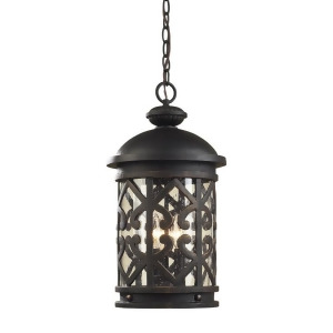 Elk Lighting 42063/3 3 Light Outdoor Pendant in Weathered Charcoal Clear Seede - All