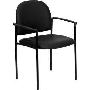 Flash Furniture Black Vinyl Comfortable Stackable Steel Side Chair w/ Arms Bt- - All