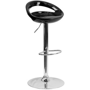 Flash Furniture Contemporary Black Plastic Adjustable Height Bar Stool w/ Chrome - All