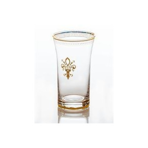 Abigails Clear Glass with Fleur de Lis Motif and Gold Trim Set of 4 - All