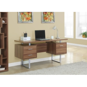 Monarch Specialties Walnut Hollow-Core Silver Metal Office Desk I 7083 - All
