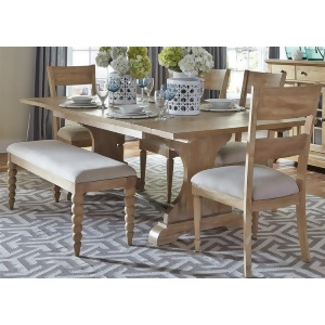 Liberty Furniture Harbor View 6 Piece Trestle Table Set in Sand Finish - All