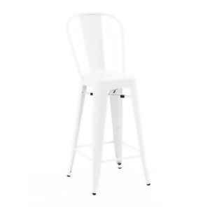 Design Lab Dreux Glossy White Steel High Back Barstool 30 Set of 4 - All
