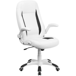 Flash Furniture High Back White Leather Executive Office Chair w/ Flip-Up Arms - All