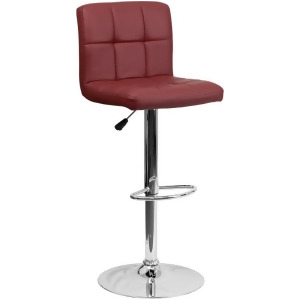 Flash Furniture Contemporary Burgundy Quilted Vinyl Adjustable Height Bar Stool - All