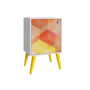 Manhattan Comfort Avesta Side Table 1.0 In White/ Stamp/ Yellow - All
