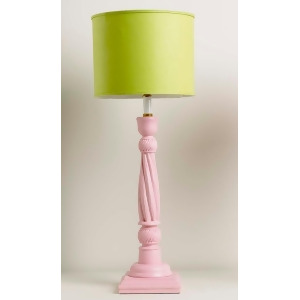 Yessica's Collection Pink Color Block Swirl Column Lamp With Green Drum Shade - All