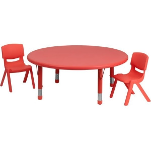 Flash Furniture 45 Inch Round Adjustable Red Plastic Activity Table Set w/ 2 Sch - All