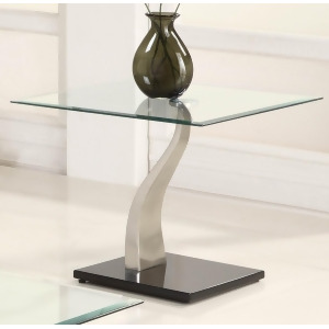 Homelegance Atkins Square Glass End Table in Chrome Black Metal - All
