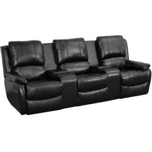Flash Furniture Black Leather Pillowtop 3-Seat Home Theater Recliner With Storag - All