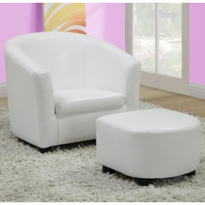 Monarch Specialties 8104 Accent Chair Ottoman in White Leather - All