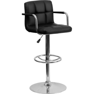 Flash Furniture Contemporary Black Quilted Vinyl Adjustable Height Bar Stool w/ - All