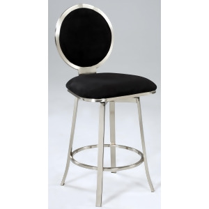 Chintaly 0459 Upholstered Round Back Memory Swivel Stool In Black - All