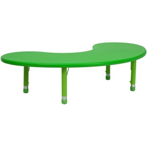 Flash Furniture 35 x 65 Height Adjustable Half-Moon Green Plastic Activity Table - All