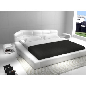 J M Furniture Dream 3 Piece Upholstered Platform Bedroom Set in White Leather - All