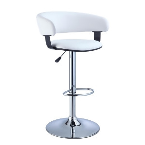 Powell White Faux Leather Barrel Chrome Adjustable Height Bar Stool - All