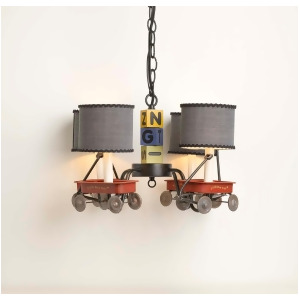 Yessica's Collection 4 Arm Red Wagon And Block Chandelier With Black Crosshatch - All