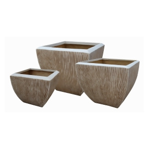 Screen Gems Square Flower Pot Ribbed Finish Three Piece Set - All