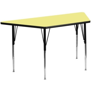Flash Furniture 30 x 60 Trapezoid Activity Table w/ Yellow Thermal Fused Laminat - All