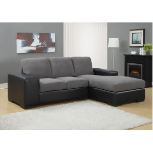 Monarch Specialties Charcoal Grey Corduroy Black Leather-Look Sofa Lounger I 820 - All