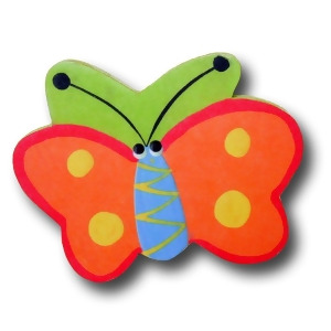 One World Butterfly Orange and Green Back Wooden Drawer Pulls Set of 2 - All