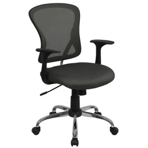 Flash Furniture Mid-Back Dark Gray Mesh Office Chair w/ Chrome Finished Base H - All