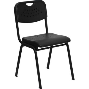 Flash Furniture Hercules Series 880 lb. Capacity Black Plastic Stack Chair w/ Bl - All