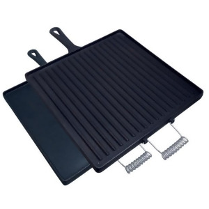 King Kooker Pre-seasoned Cast Iron Square Two Sided Griddle with Handle - All