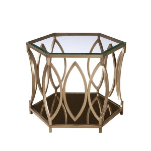 Standard Furniture Santa Barbara Hexagonal Glass Top End Table w/ Champagne Meta - All