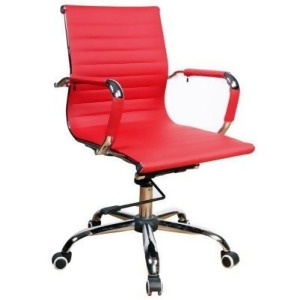 Chintaly Adjustable Office Chair With Upholstered Back In Red - All