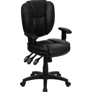 Flash Furniture Mid-Back Black Leather Multi-Functional Ergonomic Task Chair w/ - All