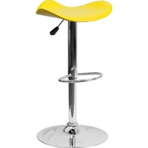 Flash Furniture Contemporary Yellow Vinyl Adjustable Height Bar Stool w/ Chrome - All