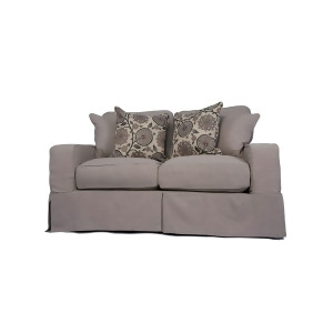 Sunset Trading Americana Loveseat With Slipcover in Light Gray - All