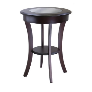 Winsome Wood Cassie Round Accent Table w/ Glass in Cappuccino - All
