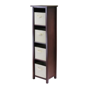 Winsome Wood Verona 4-Section N Storage Shelf w/ 4 Foldable Beige Color Fabric B - All