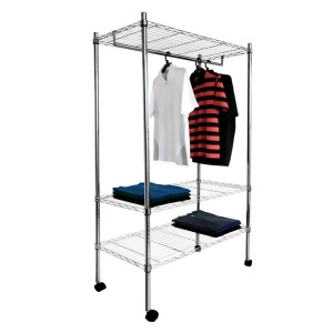 Proman Three Tier Wire Shelving With Hanger Rod - All