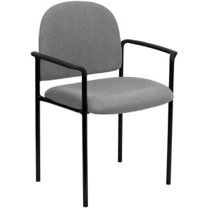 Flash Furniture Gray Fabric Comfortable Stackable Steel Side Chair w/ Arms Bt- - All
