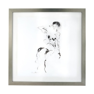Charcoal And Ink Nude With Silver Leaf Frame - All