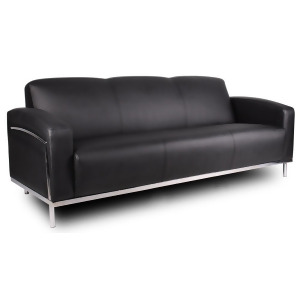 Boss Chairs Boss Black Caressoftplus Sofa w/ Chrome Frame - All