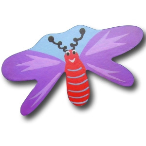 One World Dragonfly Purple and Blue Back Wooden Drawer Pulls Set of 2 - All