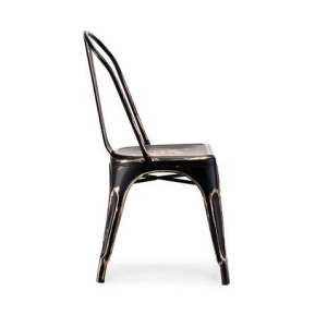 Design Lab Dreux Stackable Vintage Matte Black Gold Steel Side Chair Set of 4 - All