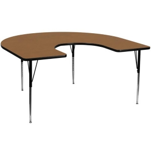 Flash Furniture 60 x 66 Horseshoe Activity Table w/ Oak Thermal Fused Laminate T - All