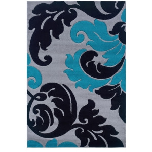 Linon Corfu Rug In Grey And Turquoise 1.10 x 2.10 - All